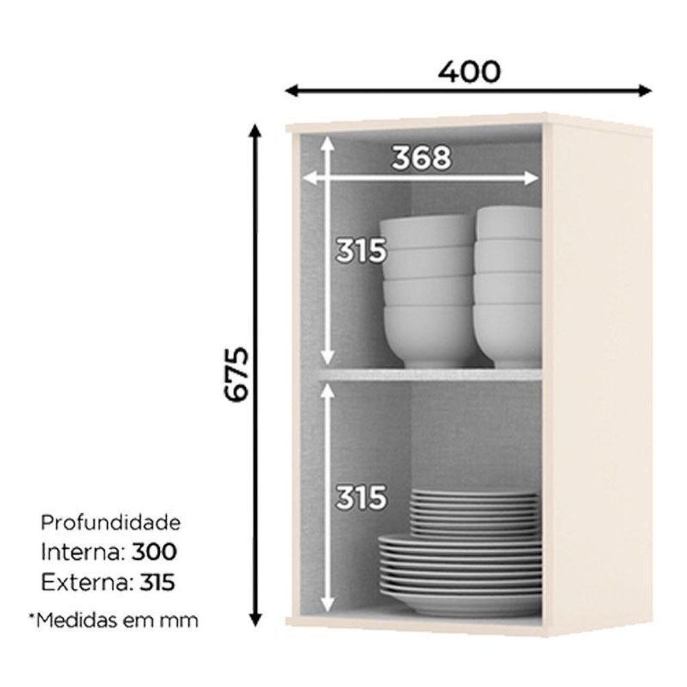 Armário Aéreo 1 Porta 40 Cm Connect Off White – Henn - 3