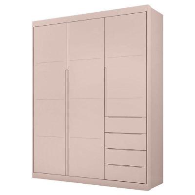 Guarda Roupa Infantil Blenda 3 Portas 4 Gavetas Rosa Acetinado MDF