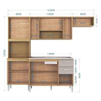 Cozinha Com Balcão De Pia Ambiente Lavínia Damasco Off White - Poquema - 4