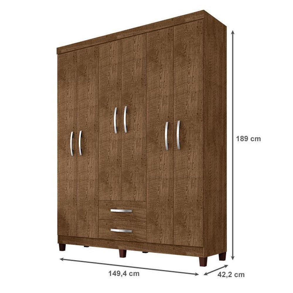 Guarda Roupa Casal Modena Com Cômoda Cannes 5 Gavetas E Armário Multiuso Recife Malbec – Incorplac - 3