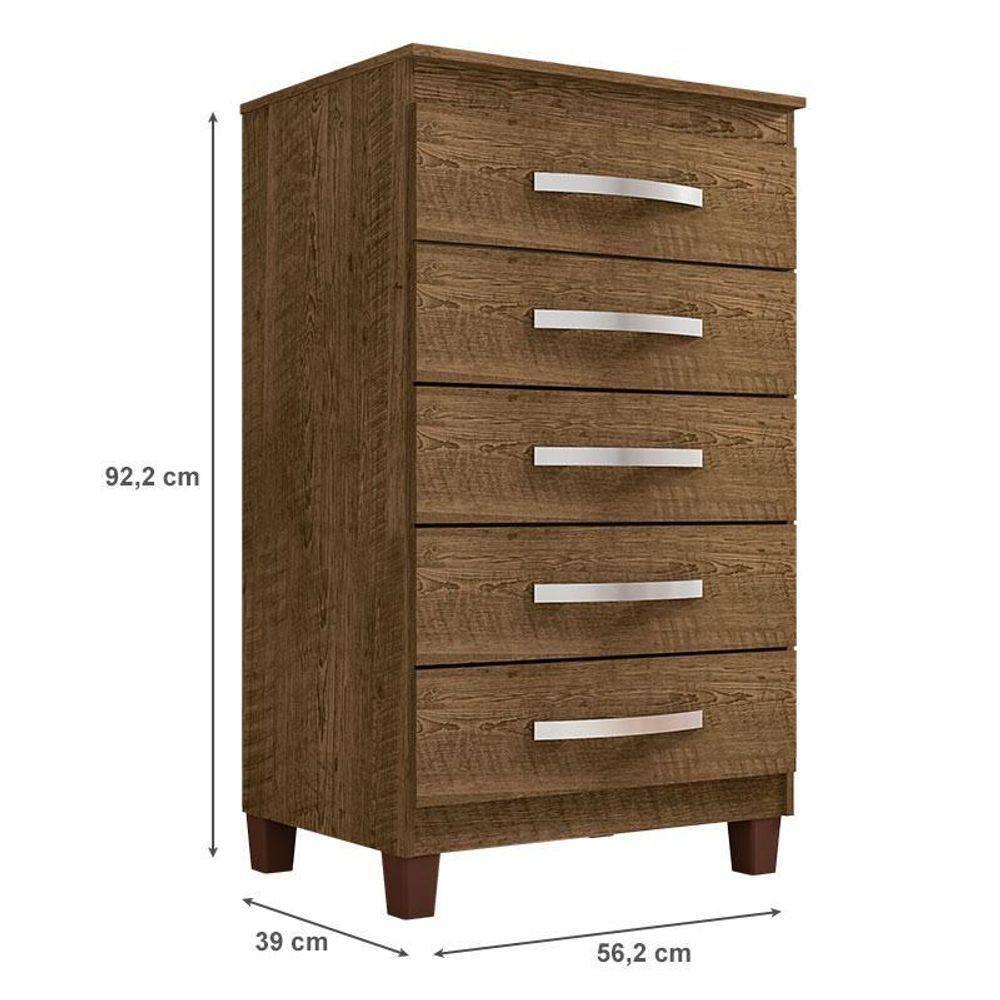 Guarda Roupa Casal Modena Com Cômoda Cannes 5 Gavetas E Armário Multiuso Recife Malbec – Incorplac - 6