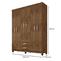 Guarda Roupa Casal Modena Com Cômoda Cannes 5 Gavetas E Armário Multiuso Recife Malbec – Incorplac - 3