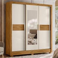 Guarda Roupa Casal Ambiente Bahamas 3 Portas Freijó Off White Com Espelho - Moval - 1