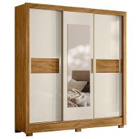 Guarda Roupa Casal Ambiente Bahamas 3 Portas Freijó Off White Com Espelho - Moval - 5