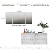 Aparador Buffet 4 Portas com Espelho Suspenso Branco - 3