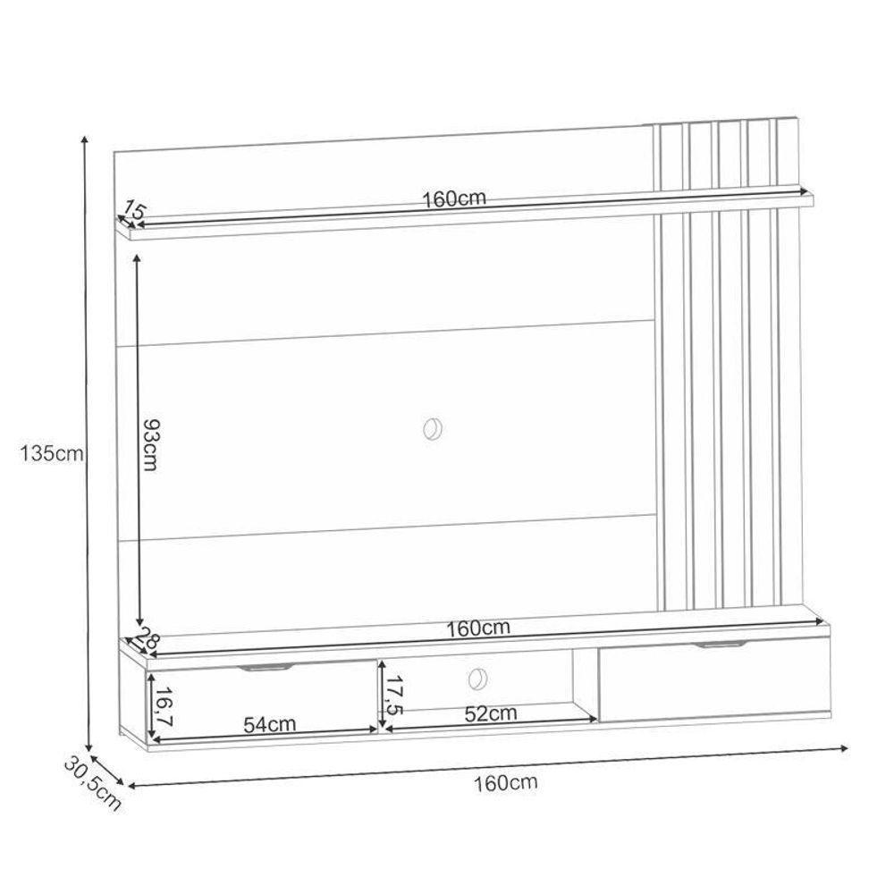 Painel Para Tv Suspenso Lets Com Mesa De Centro Cadenza Cinamomo Off White – Hb Móveis - 3