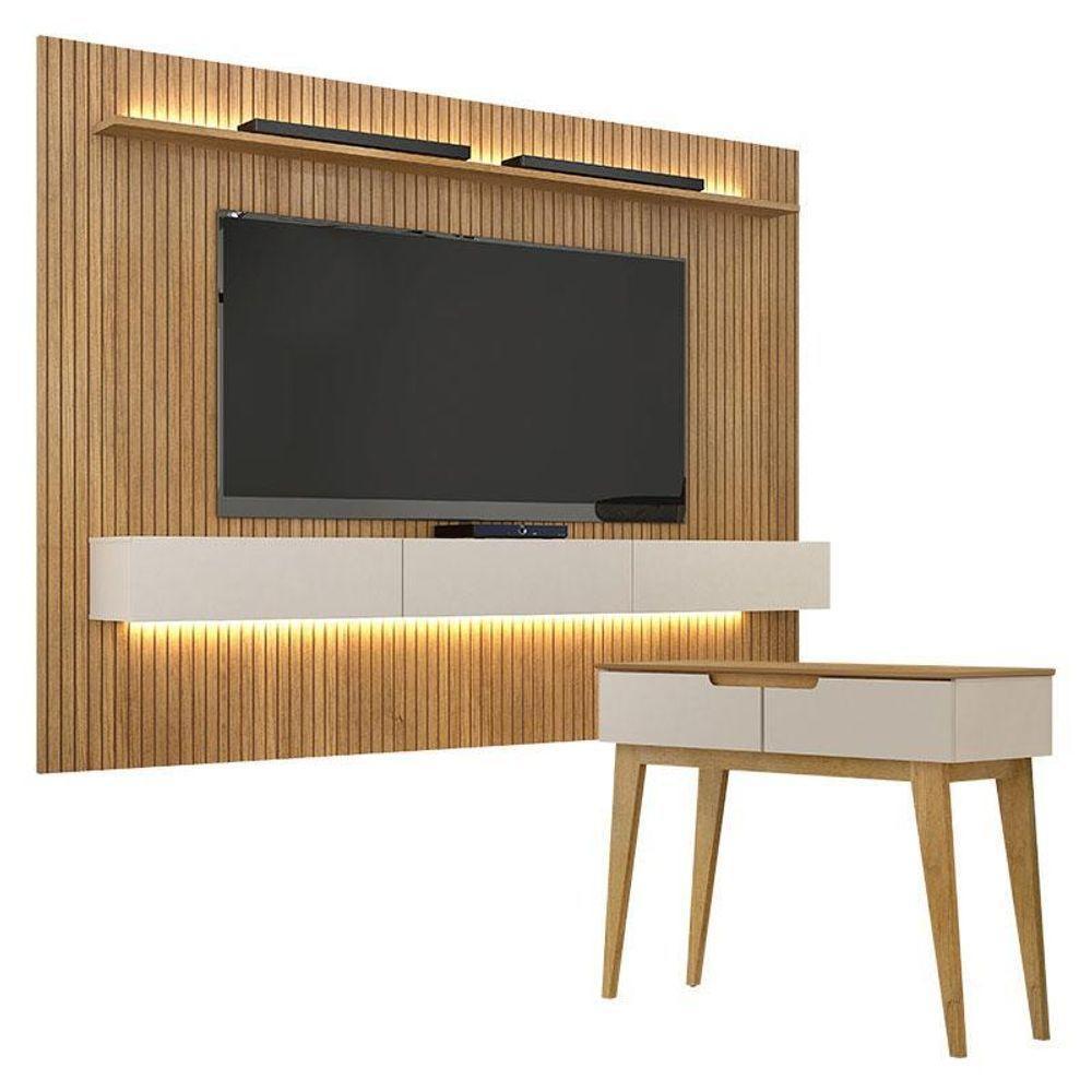 Home Suspenso Frisado Curitiba 224 Com Led E Aparador Bellíssima Cinamomo Off White - Valdemóveis - 1