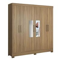 Cômoda Flora E Guarda Roupa Casal Prático Amêndola Touch Com Espelho - Demóbile