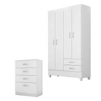Cômoda Astral E Guarda Roupa Solteiro Astro Branco Flex - Demóbile - 1