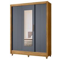 Guarda Roupa Casal Ambiente Bolívia 3 Portas Freijó Cinza Com Espelho - Moval - 5