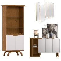 Cristaleira Vicenza Com Aparador Buffet Berlim E Espelho Isadora Ype Off White – New Ceval - 1