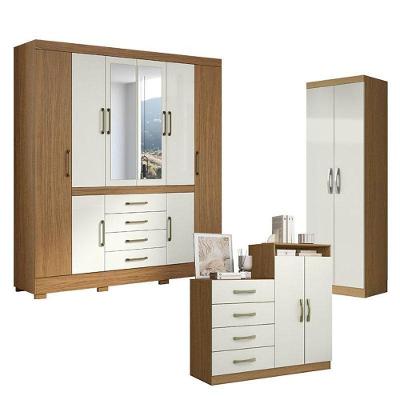 Guarda Roupa Casal Nápole 8 Portas 4 Gavetas Atacama Off White Aramóveis