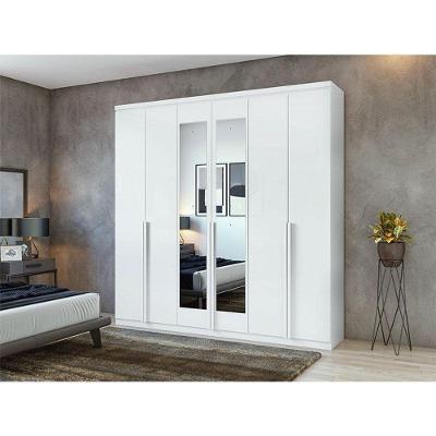 Guarda Roupa Casal Ambiente Alonzo 6 Portas Branco Brilho Com Espelho - Lopas