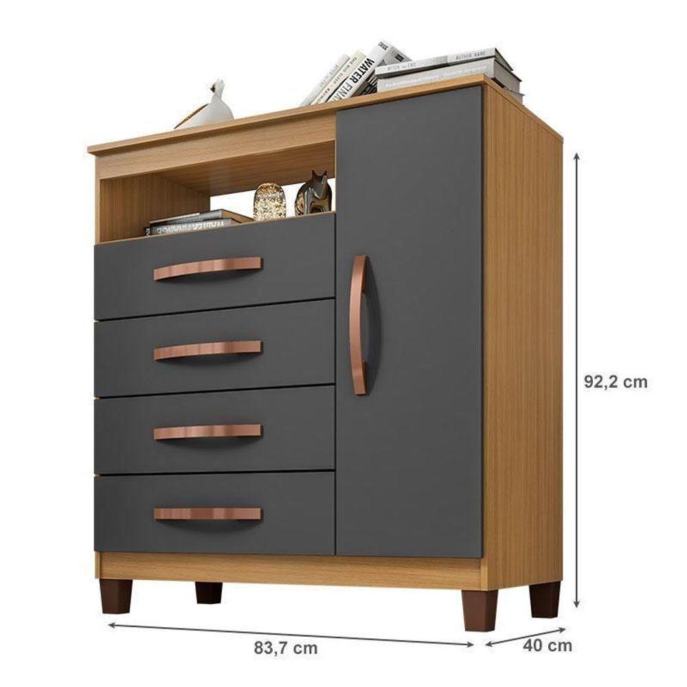 Cômoda Sapateira Cannes Com Armário Multiuso Versatile 2 Portas Com Chave Carvalho Americano Grafite – Incorplac - 2