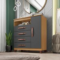 Cômoda Sapateira Cannes Com Armário Multiuso Versatile 2 Portas Com Chave Carvalho Americano Grafite – Incorplac