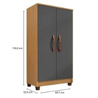 Guarda Roupa Casal Modena Com Espelho 6 Portas E Multiuso Recife Carvalho Americano Grafite – Incorplac - 6
