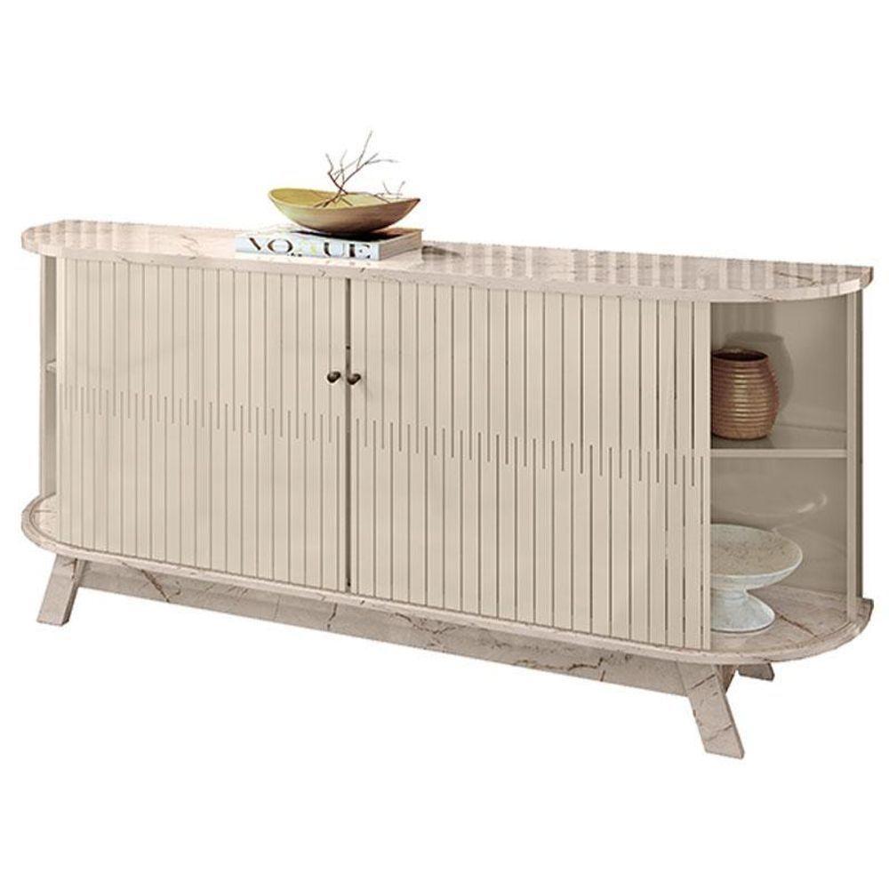 Aparador Para Sala Buffet Mônaco E Cristaleira Marina Calacata Off White – Madetec - 6