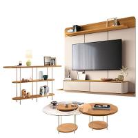 Home Suspenso Galax Cinamomo Off White E Aparador Infinity E Kit Mesa De Centro Sky Cinamomo- Hb Móveis - 1