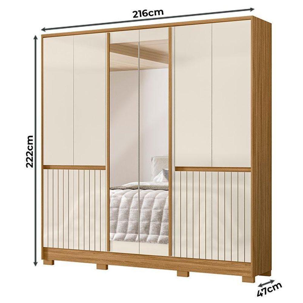 Guarda Roupa Casal Ambiente Alasca 10 Portas Freijó Off White Com Espelho - Moval - 4