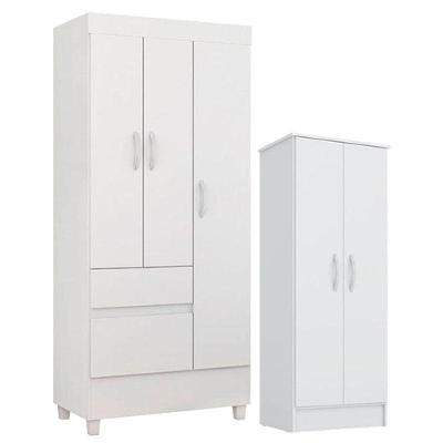 Guarda Roupa Infantil E Armário Multiuso Viena Branco Brilho - Demóbile