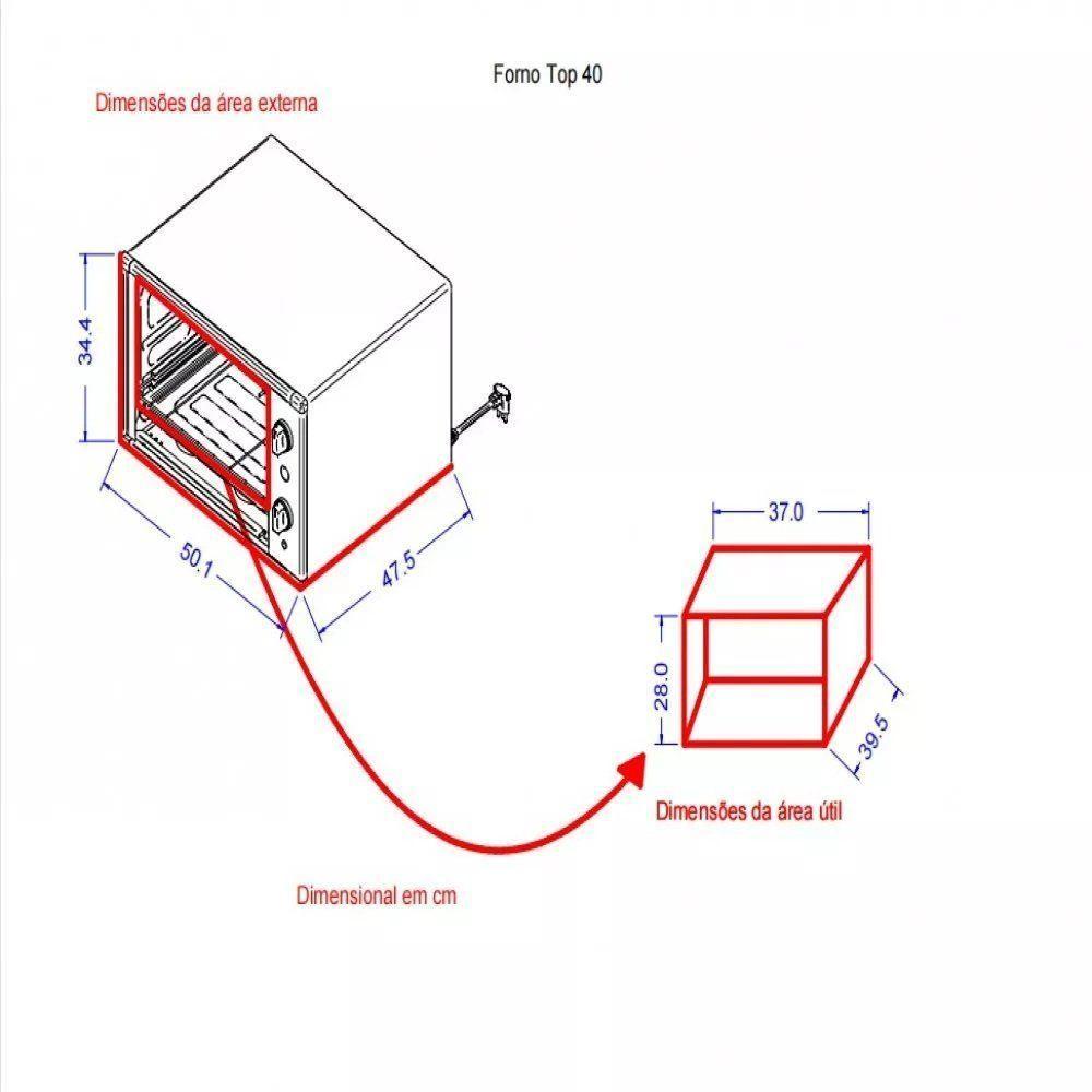 Forno Elétrico De Bancada 40 Litros - Top 40 - Preto - Fogatti 127v - 5