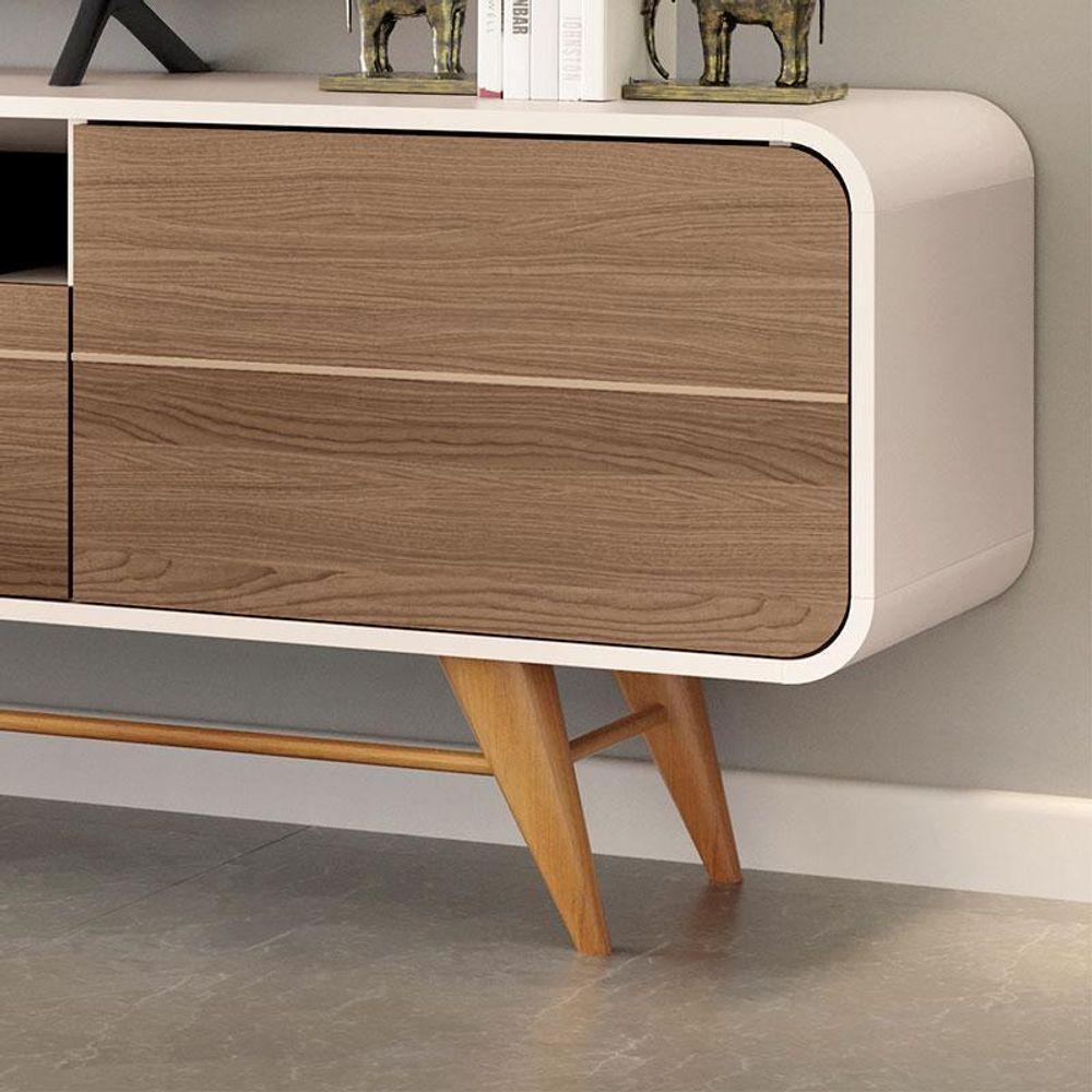 Rack Bancada Para Sala época Off White Castanho – Hb Móveis - 2