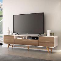 Rack Bancada Para Sala época Off White Castanho – Hb Móveis - 5