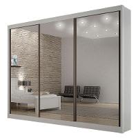 Guarda Roupa 6 Gavetas San Marino Premium Com 3 Espelhos Branco – Leifer Móveis - 1