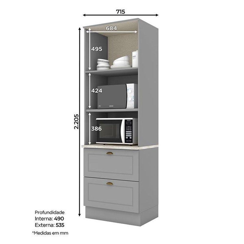 Torre Quente 2 Fornos Americana Cinza Com Tampo Calcare – Henn - 3