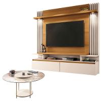 Home Suspenso Cosmo Cinamomo Off White E Mesa De Centro Sky Com Tampo De Vidro Off White- Hb Móveis - 1