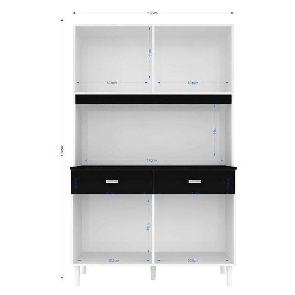 Cozinha Kit Manu 8 Portas Branco Preto - Poquema - 3