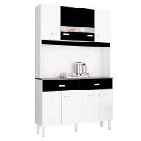 Cozinha Kit Manu 8 Portas Branco Preto - Poquema - 1