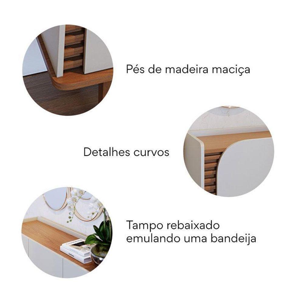 Cristaleira E Aparador Buffet Para Sala Jurerê Off White Matte Freijó – Colibri - 10