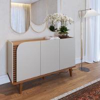 Cristaleira E Aparador Buffet Para Sala Jurerê Off White Matte Freijó – Colibri - 2