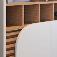 Cristaleira E Aparador Buffet Para Sala Jurerê Off White Matte Freijó – Colibri - 5