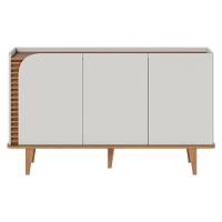 Cristaleira E Aparador Buffet Para Sala Jurerê Off White Matte Freijó – Colibri - 7