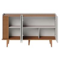 Cristaleira E Aparador Buffet Para Sala Jurerê Off White Matte Freijó – Colibri - 9