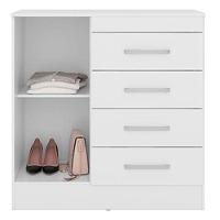 Cômoda Montevidéu E Guarda Roupa Solteiro Astro Branco Flex - Demóbile