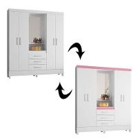 Cômoda Astral E Guarda Roupa Casal Capelinha Pérsia Branco Flex - Demóbile