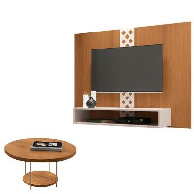 Painel Para Tv Home Suspenso Form Com Mesa De Centro Sky Cinamomo Off White – Hb Móveis
