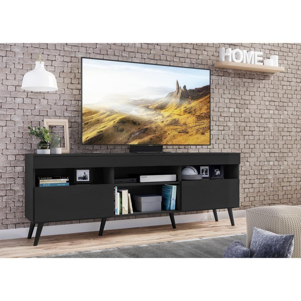 Rack Retrô Para Tv Até 65´´ Com 2 Portas Preto - 7