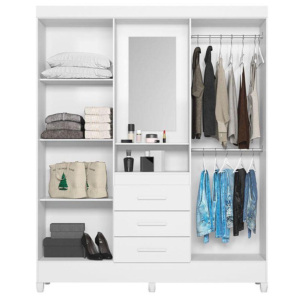 Guarda Roupa Casal Ambiente Capelinha Capri 4 Portas Branco Flex Com Espelho - Moval - 4