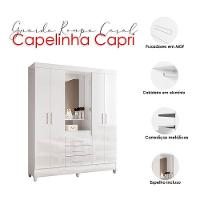 Guarda Roupa Casal Ambiente Capelinha Capri 4 Portas Branco Flex Com Espelho - Moval - 5