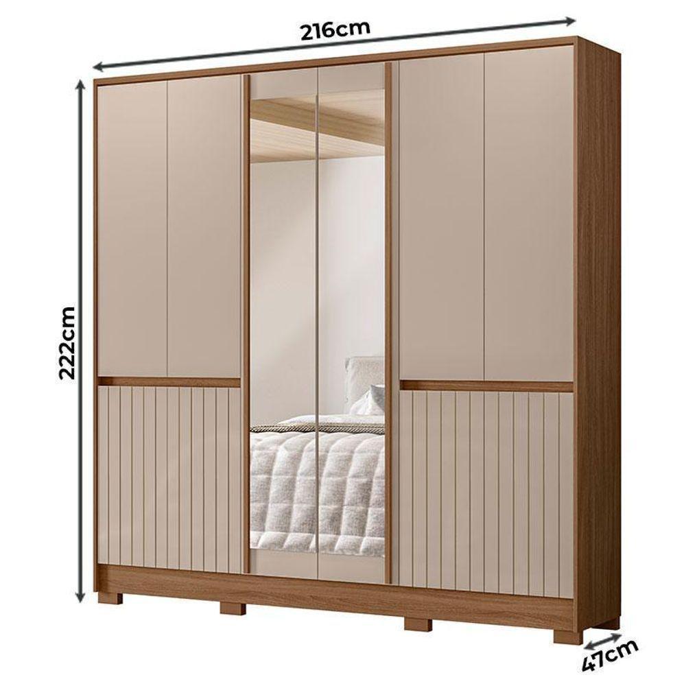 Guarda Roupa Casal Ambiente Alasca 10 Portas Carvalho Fendi Com Espelho - Moval - 2