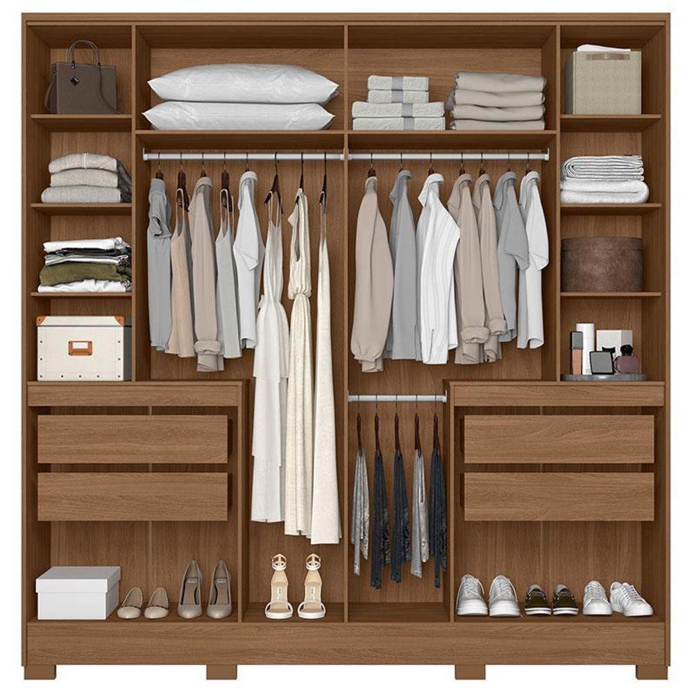 Guarda Roupa Casal Ambiente Alasca 10 Portas Carvalho Fendi Com Espelho - Moval - 3