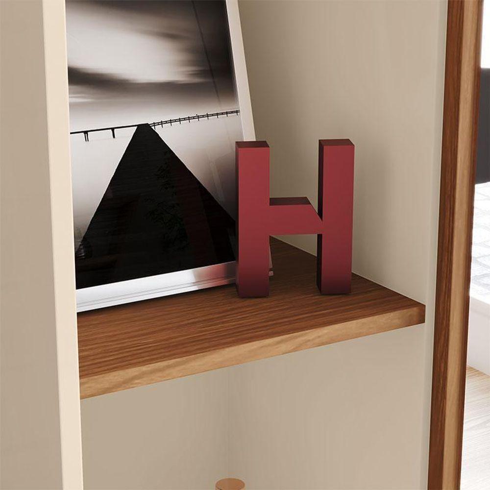 Armário Multiuso Doha Ambiente Com Espelho 2 Portas 3 Gavetas Off White Nature - Henn - 6