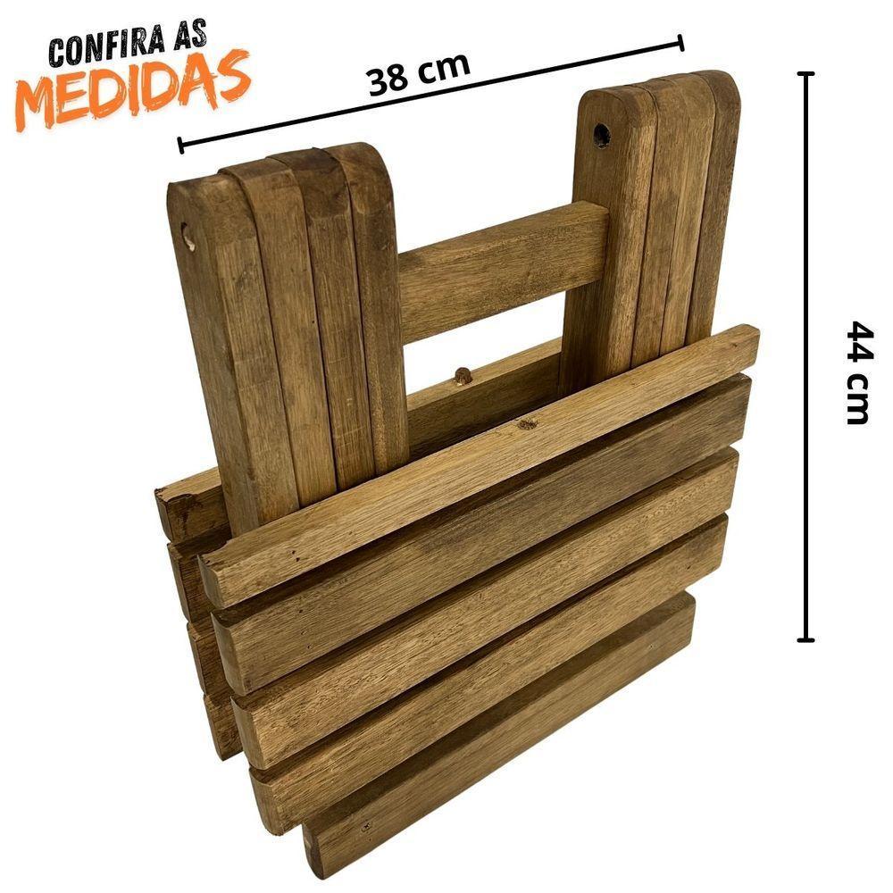 Kit 2 Espreguiçadeiras De Madeira Com Mesinha/banquinho Multiuso Madeiral - 6