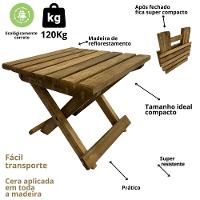 Kit 2 Espreguiçadeiras De Madeira Com Mesinha/banquinho Multiuso Madeiral - 5