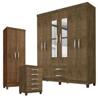 Guarda Roupa Casal Modena Com Espelho 6 Portas Cômoda Cannes 5 Gavetas E Armário Multiuso Recife Malbec - 10