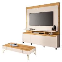 Estante Home Theater Quantum E Mesa De Centro Cadenza Off White Cinamomo – Hb Móveis - 1